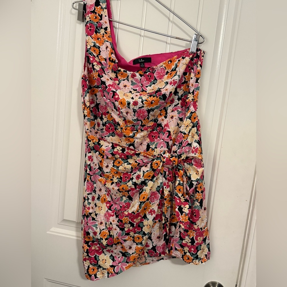 Lulu's Pink Asymmetrical Ruched One-Shoulder Dress - Picture 12 of 16
